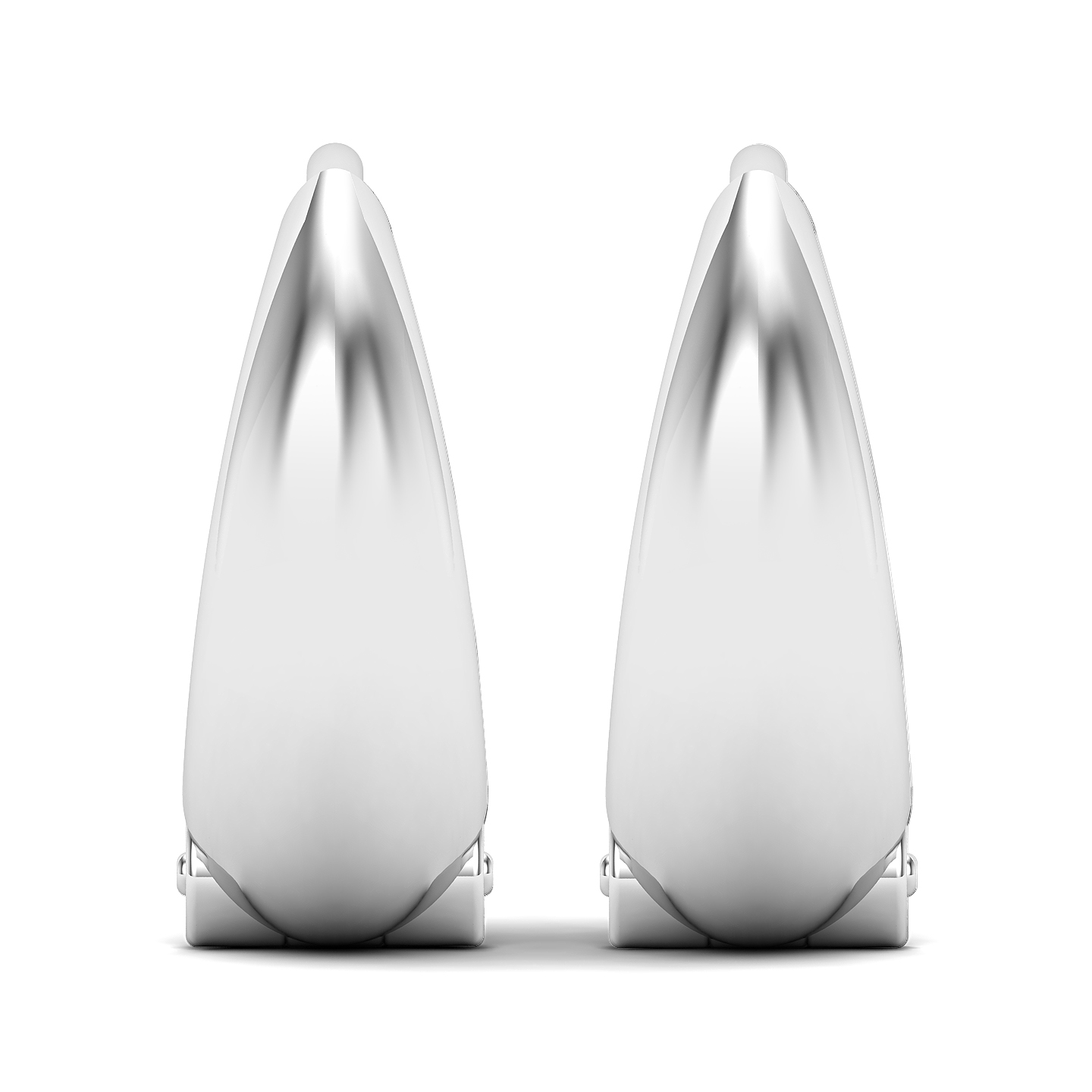 Sleek Tapered High-Polish Hoop Earrings in Modern White Metal